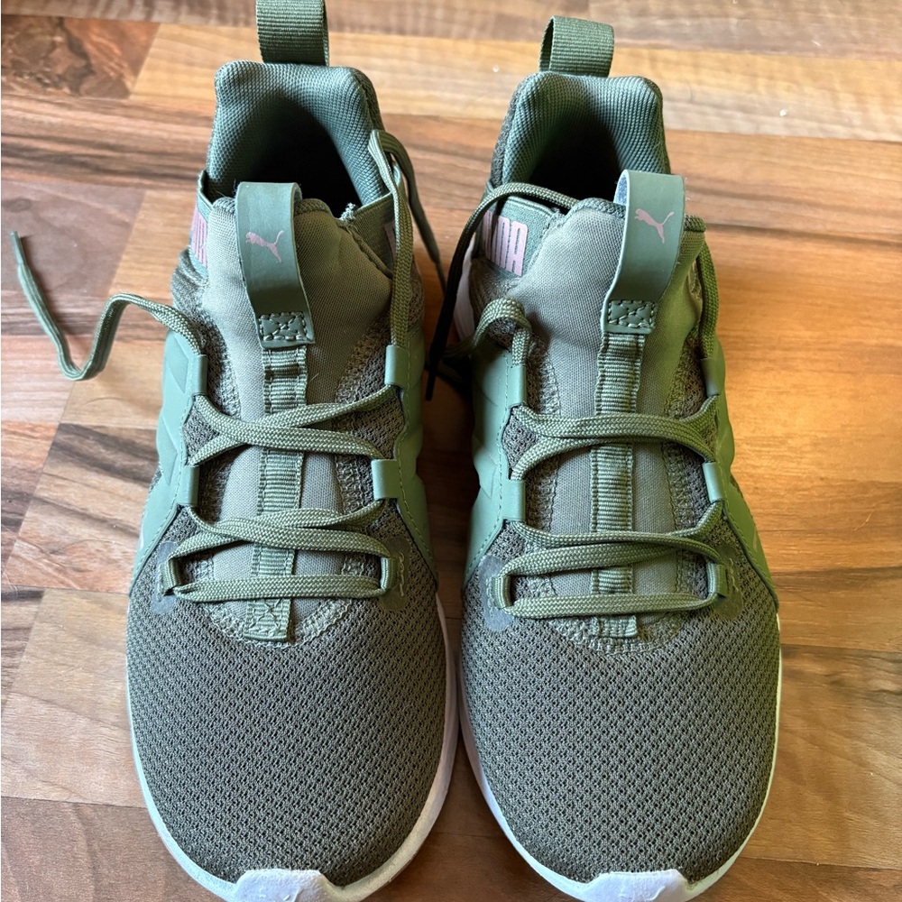 EUC Puma Kids Olive Green Sneakers